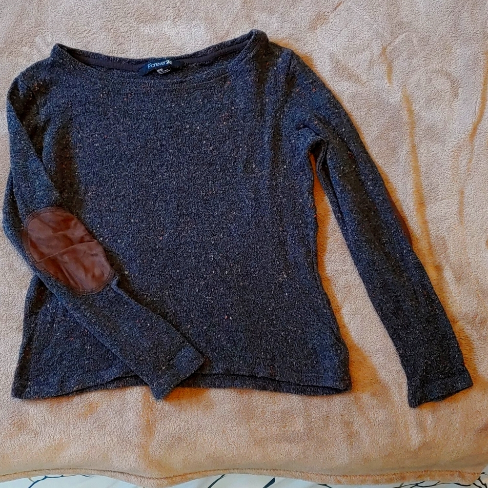 Forever 21 charcoal sweater with elbow pads